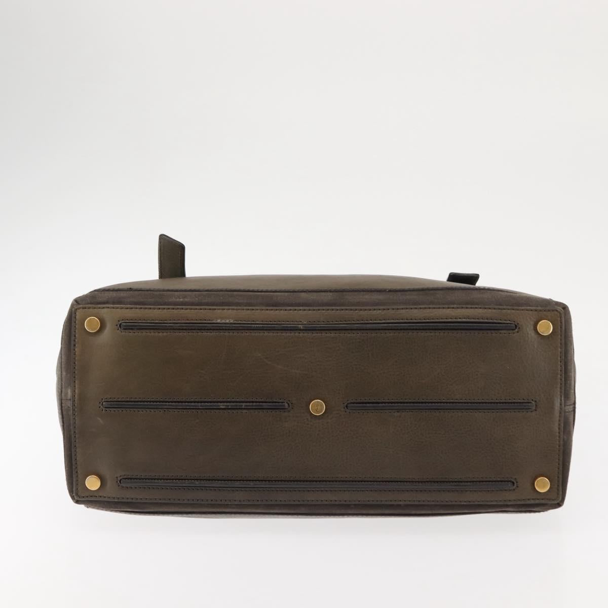 SAINT LAURENT Muse Toe Shoulder Bag Leather Khaki Gold 197148 Auth 144430