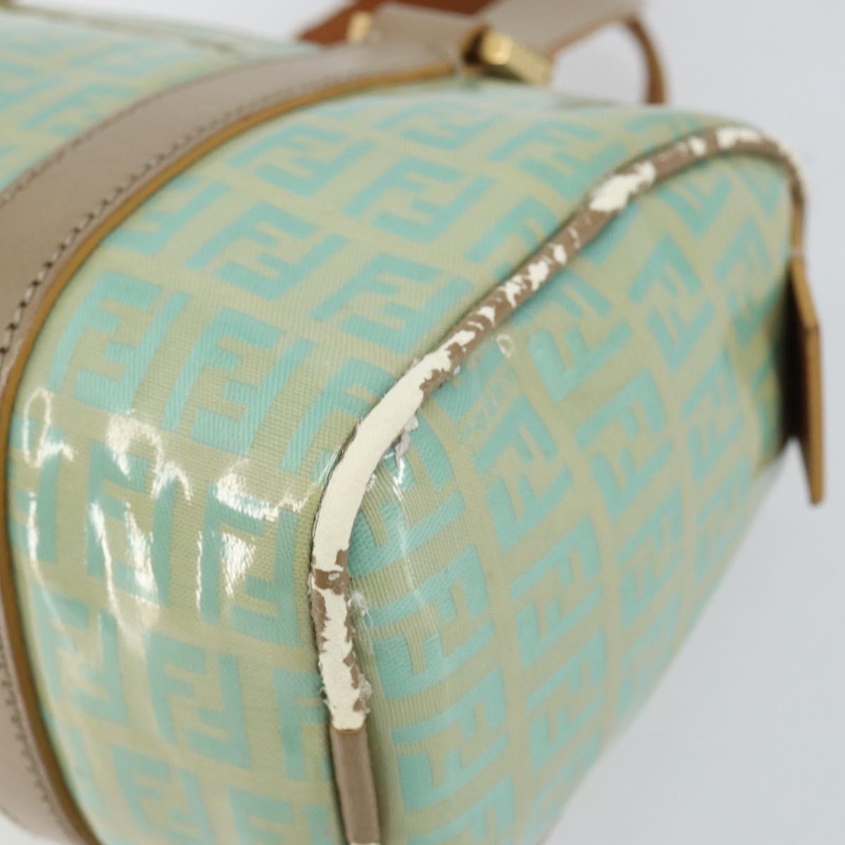 FENDI Zucchino Canvas Hand Bag Gold Light green Auth 144431