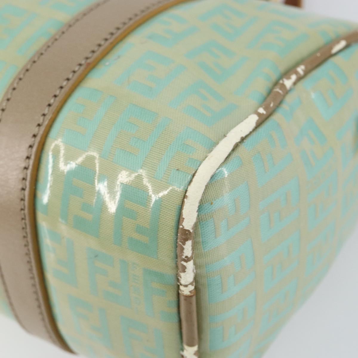 FENDI Zucchino Canvas Hand Bag Gold Light green Auth 144431