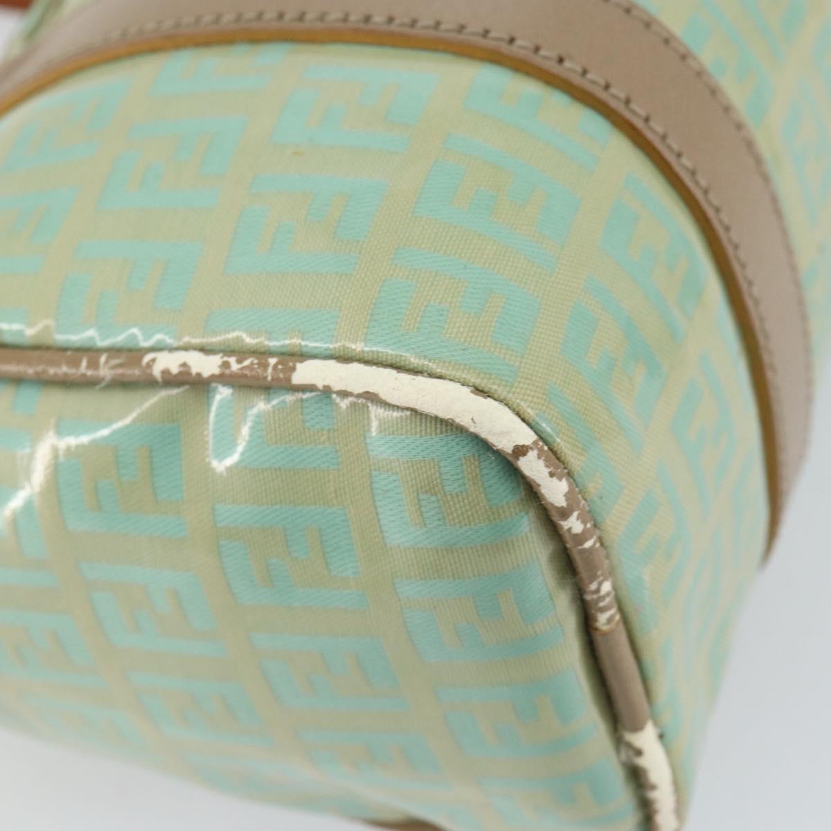FENDI Zucchino Canvas Hand Bag Gold Light green Auth 144431