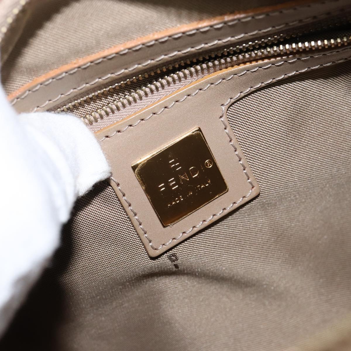 FENDI Zucchino Canvas Hand Bag Gold Light green Auth 144431