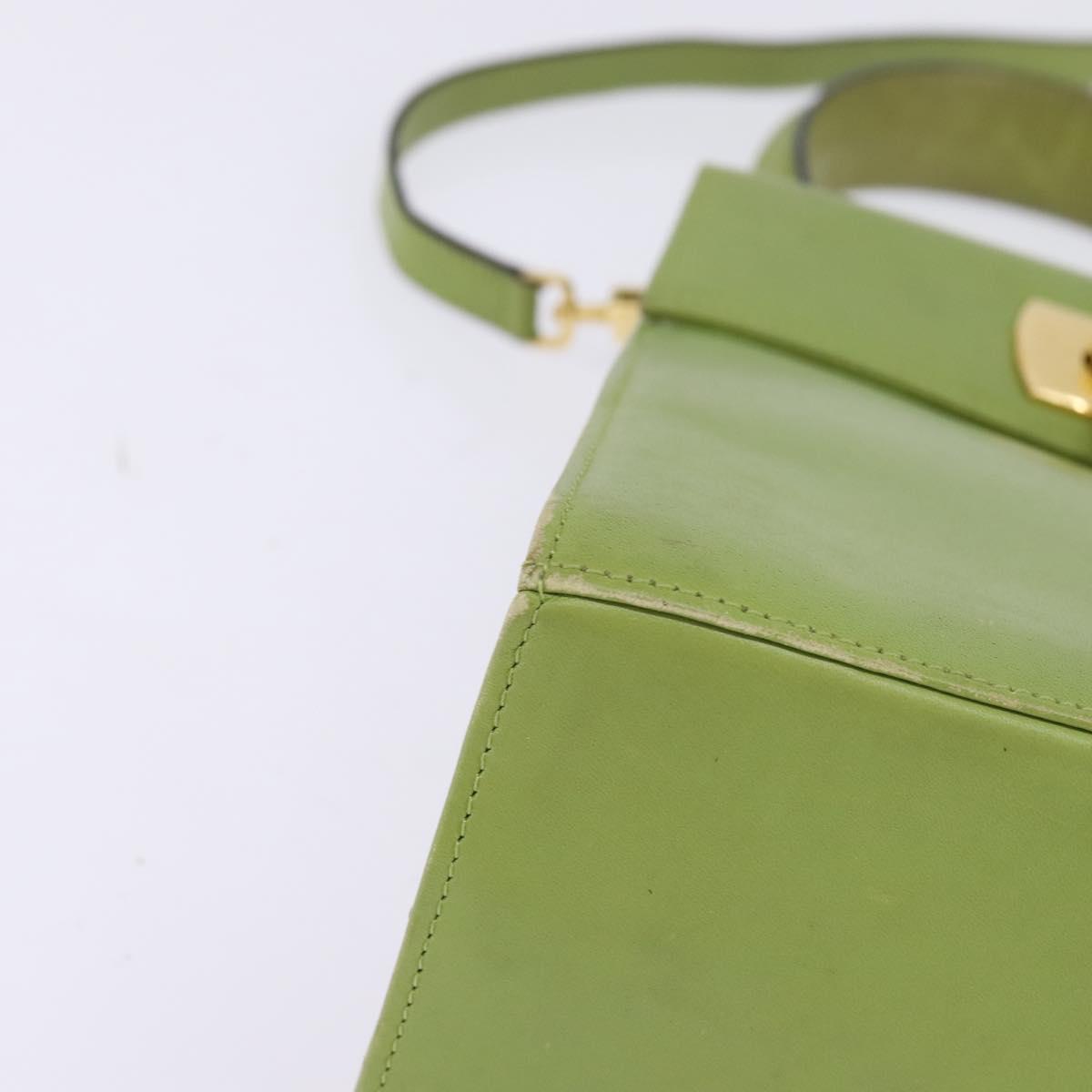 Salvatore Ferragamo Gancini Hand Bag Leather 2way Green Gold Auth 144432A