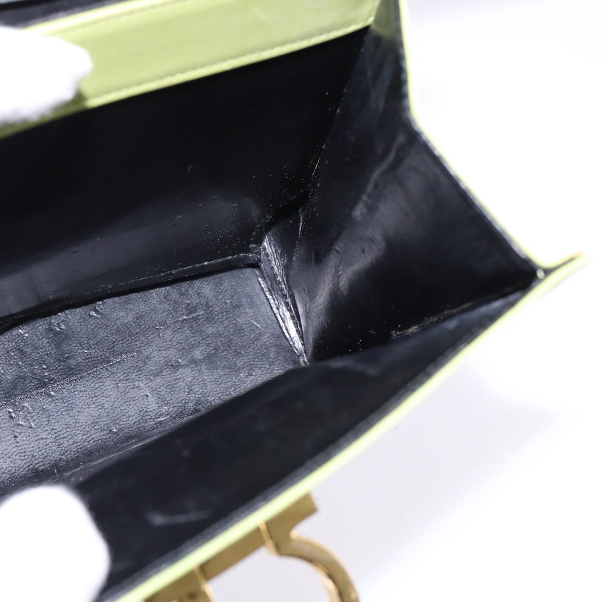 Salvatore Ferragamo Gancini Hand Bag Leather 2way Green Gold Auth 144432