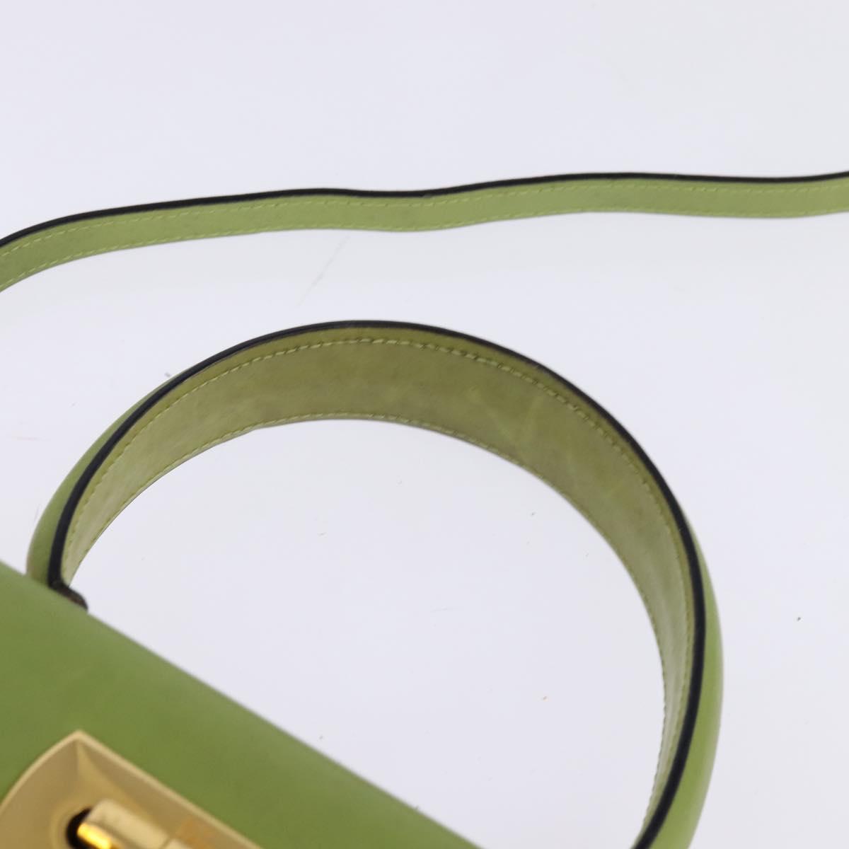 Salvatore Ferragamo Gancini Hand Bag Leather 2way Green Gold Auth 144432A