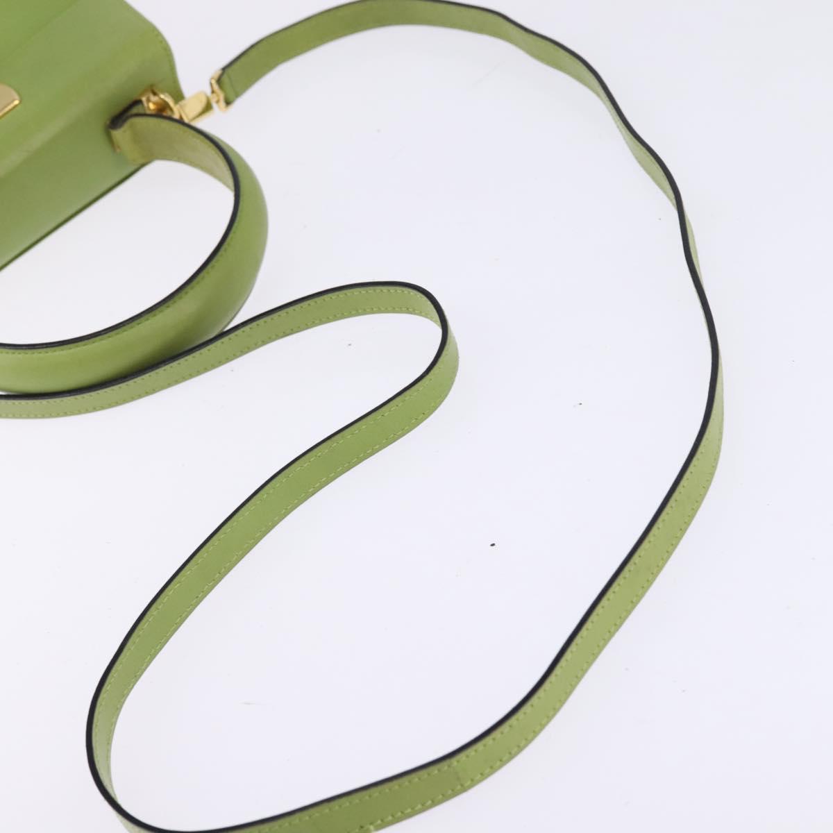 Salvatore Ferragamo Gancini Hand Bag Leather 2way Green Gold Auth 144432A