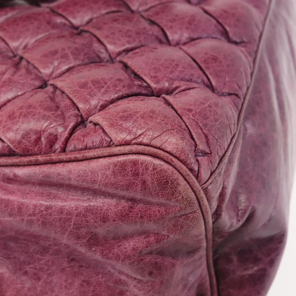 BALENCIAGA The Matelasse Hand Bag Leather Purple Silver 168031 Auth 144433