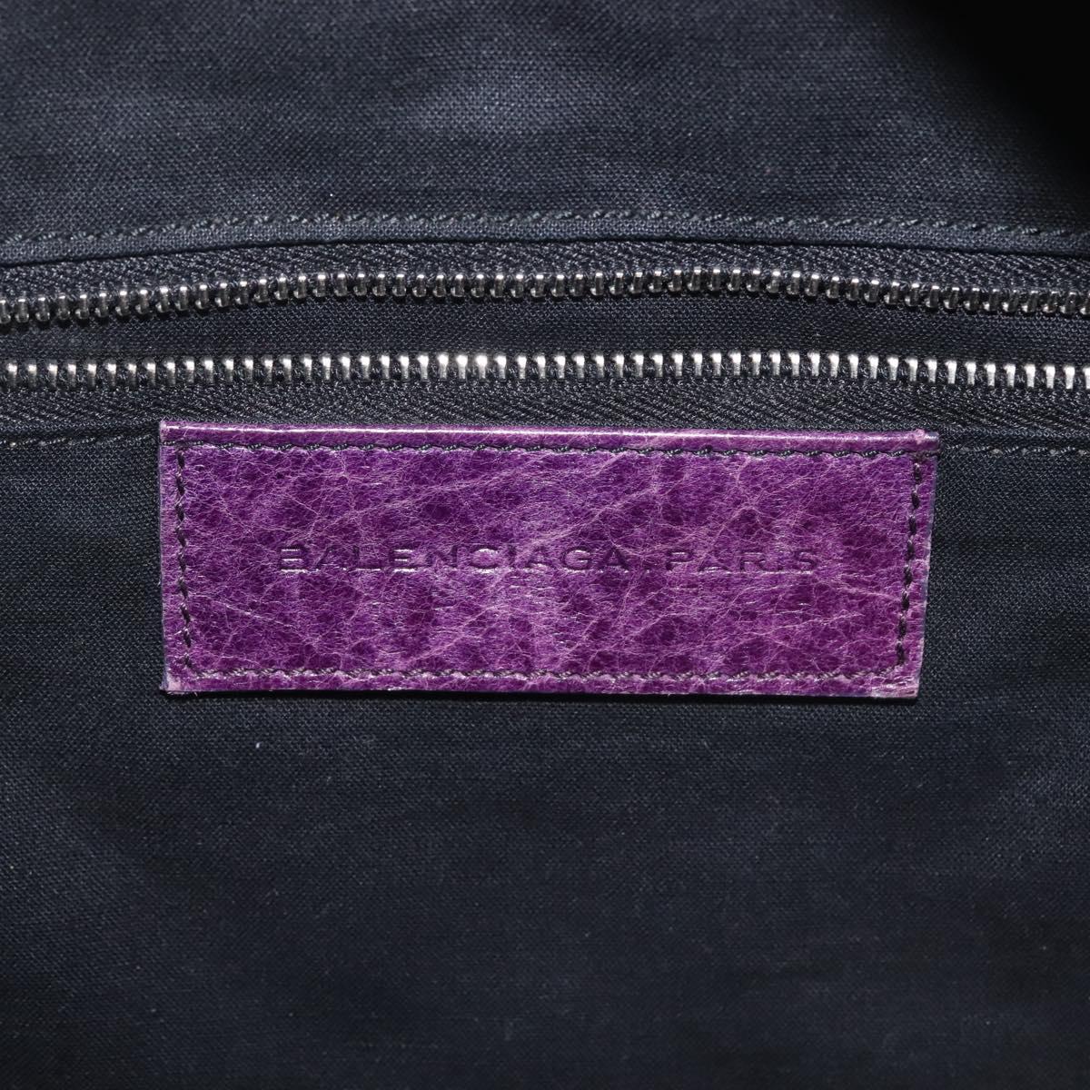 BALENCIAGA The Matelasse Hand Bag Leather Purple Silver 168031 Auth 144433