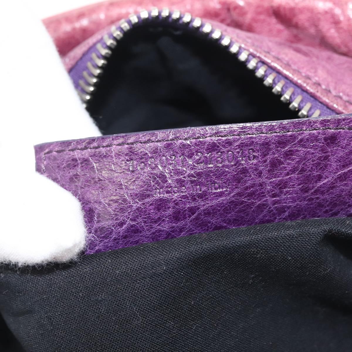 BALENCIAGA The Matelasse Hand Bag Leather Purple Silver 168031 Auth 144433