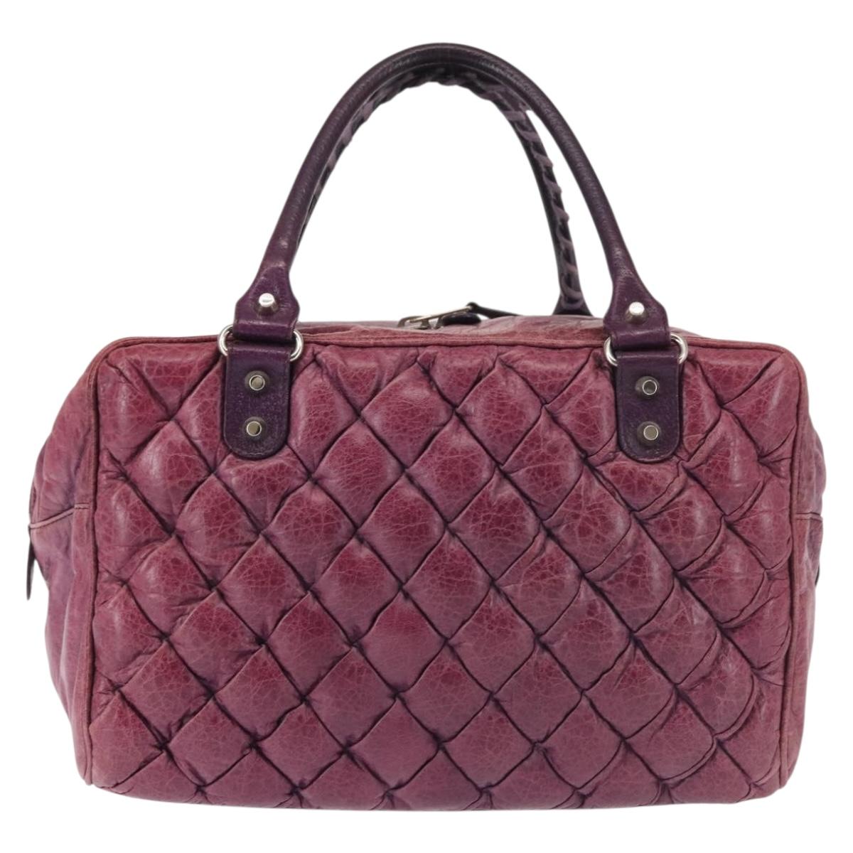 BALENCIAGA The Matelasse Hand Bag Leather Purple Silver 168031 Auth 144433