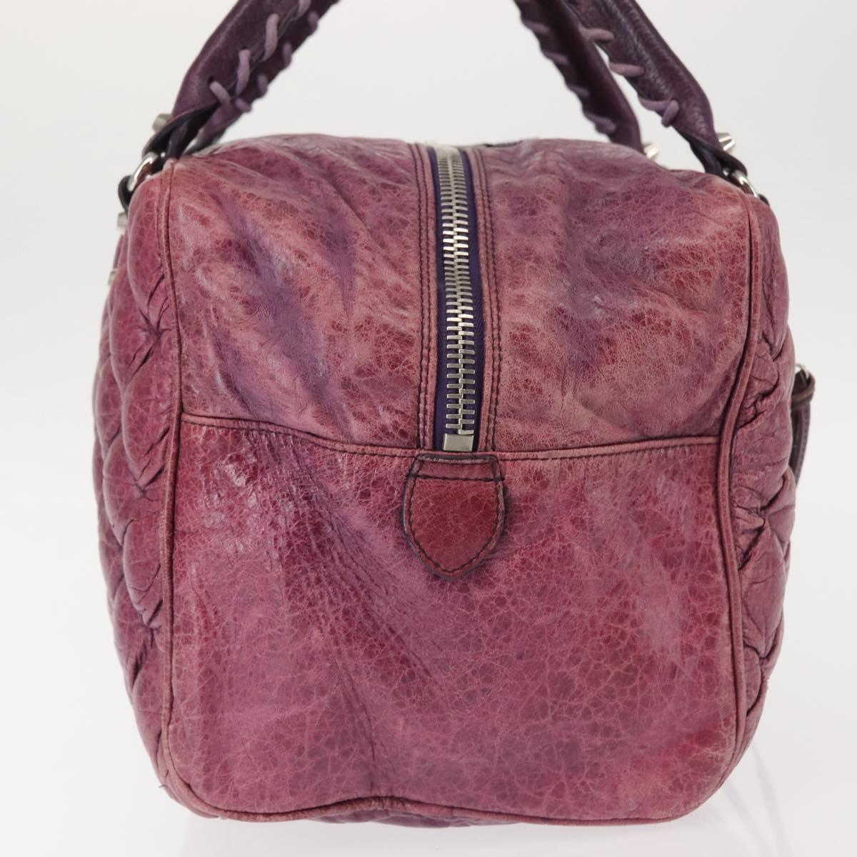 BALENCIAGA The Matelasse Hand Bag Leather Purple Silver 168031 Auth 144433