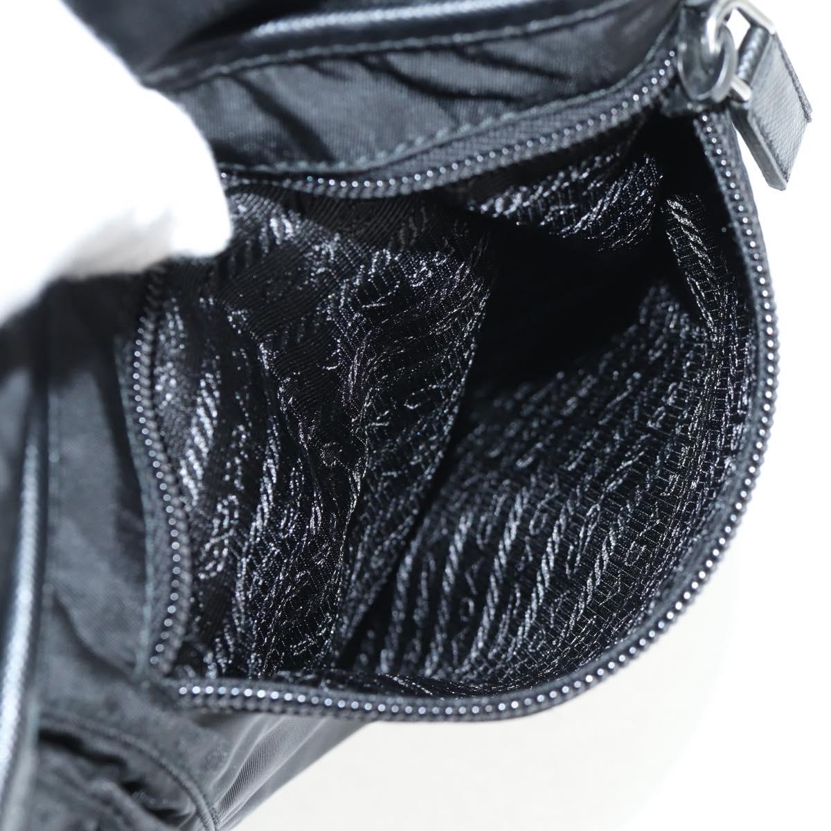 PRADA Shoulder Bag Nylon Black Silver Auth 144435V