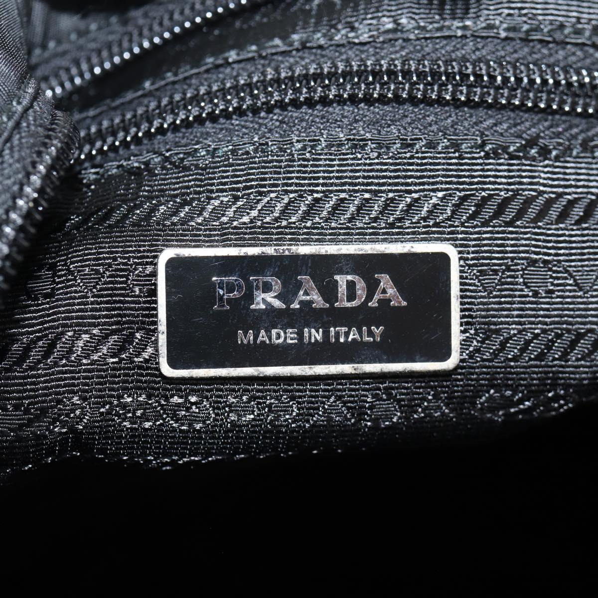 PRADA Shoulder Bag Nylon Black Silver Auth 144435V