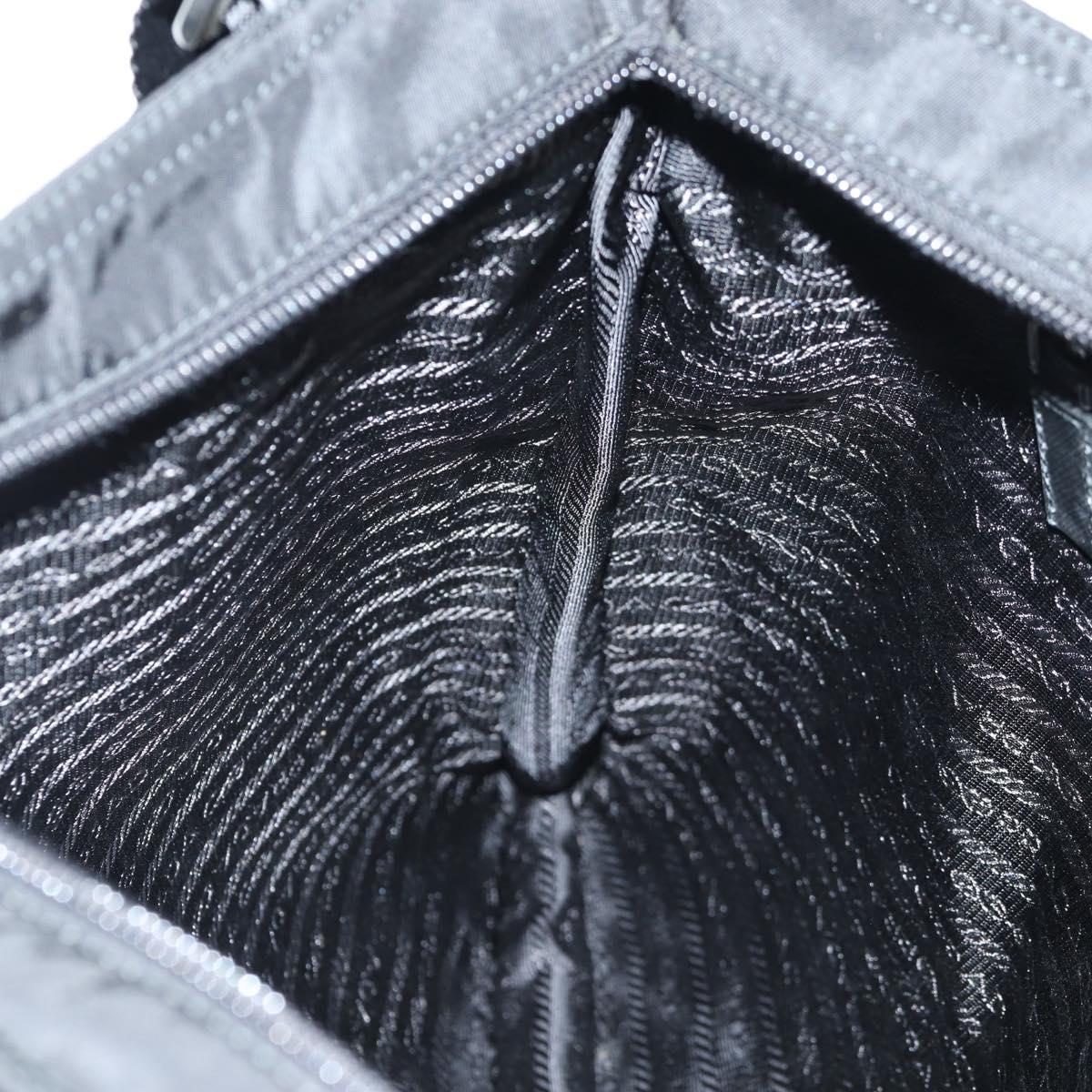 PRADA Shoulder Bag Nylon Black Silver Auth 144435V