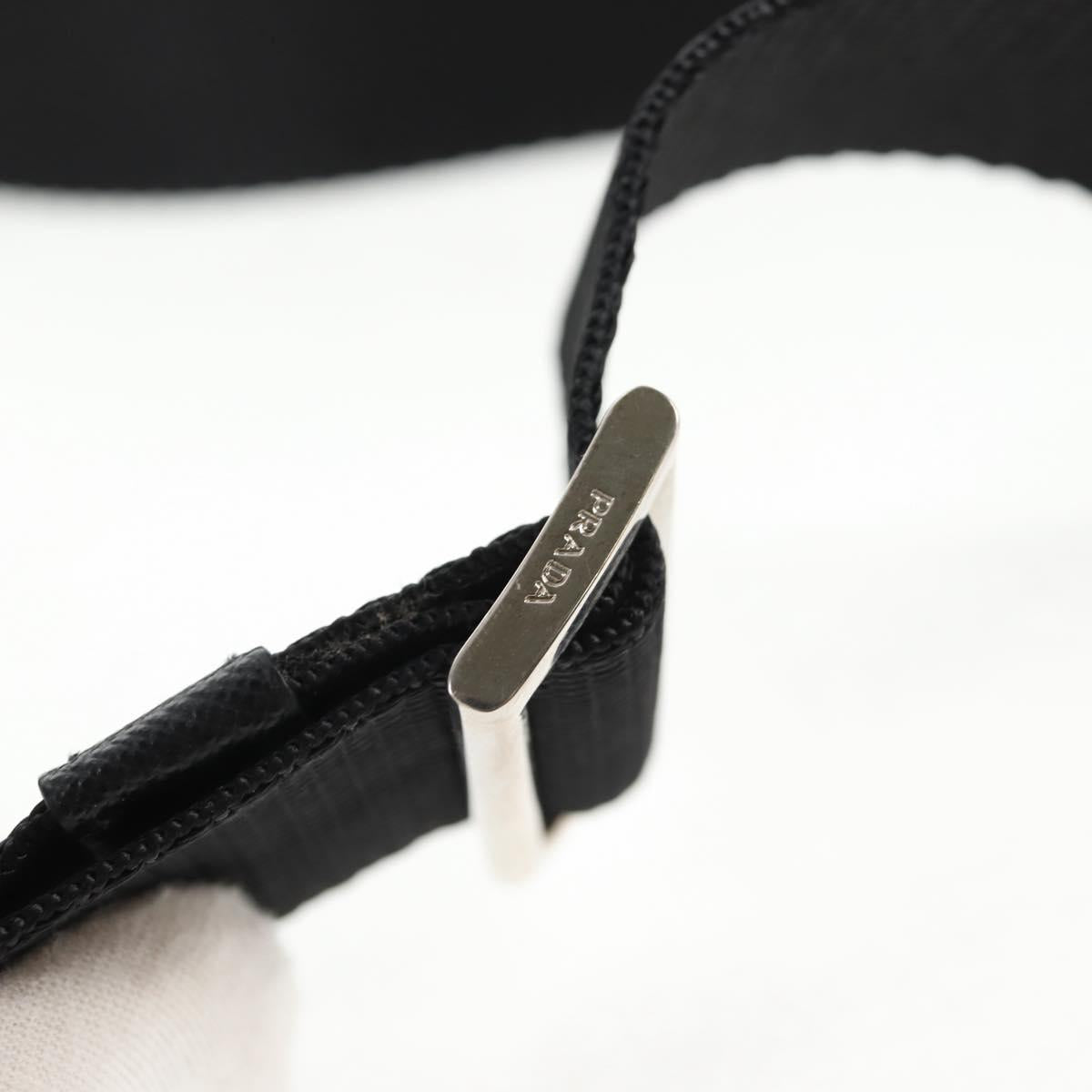 PRADA Shoulder Bag Nylon Black Silver Auth 144435V