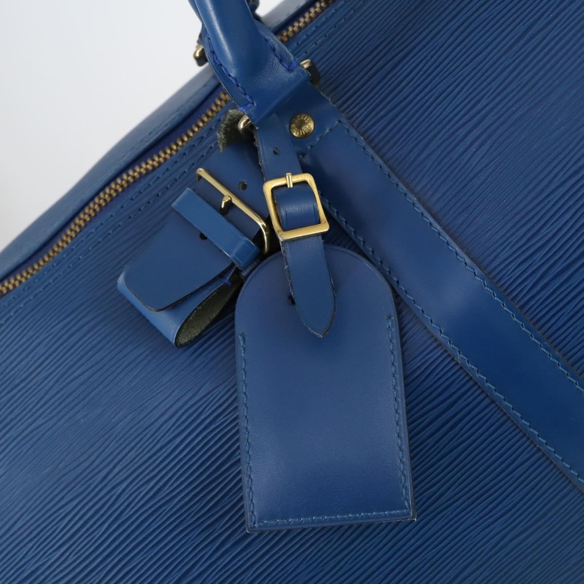 LOUIS VUITTON Epi Keepall 50 Boston Bag Blue M42965 LV Auth 144439