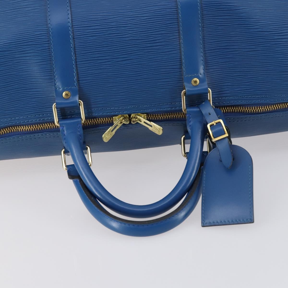 LOUIS VUITTON Epi Keepall 50 Boston Bag Blue M42965 LV Auth 144439