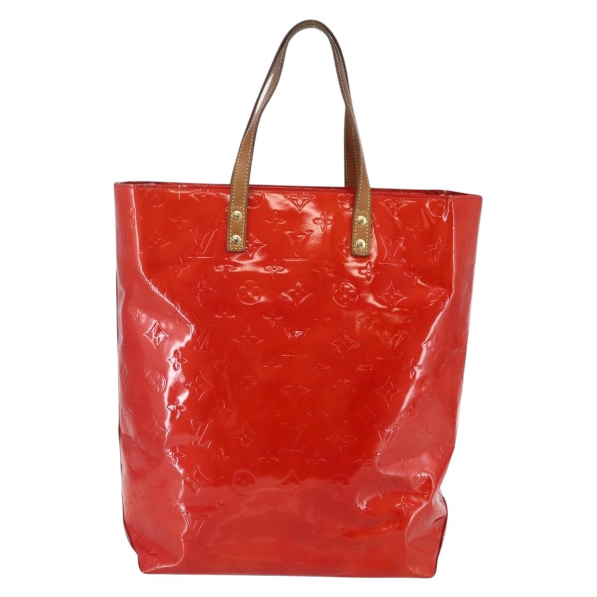 LOUIS VUITTON Monogram Vernis Reade MM Hand Bag Red Rouge M91086 LV Auth 144441