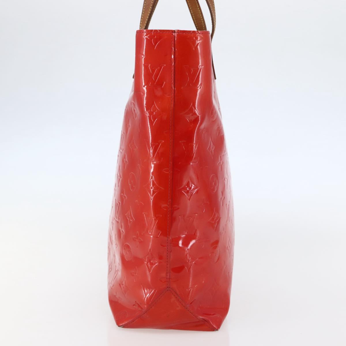 LOUIS VUITTON Monogram Vernis Reade MM Hand Bag Red Rouge M91086 LV Auth 144441