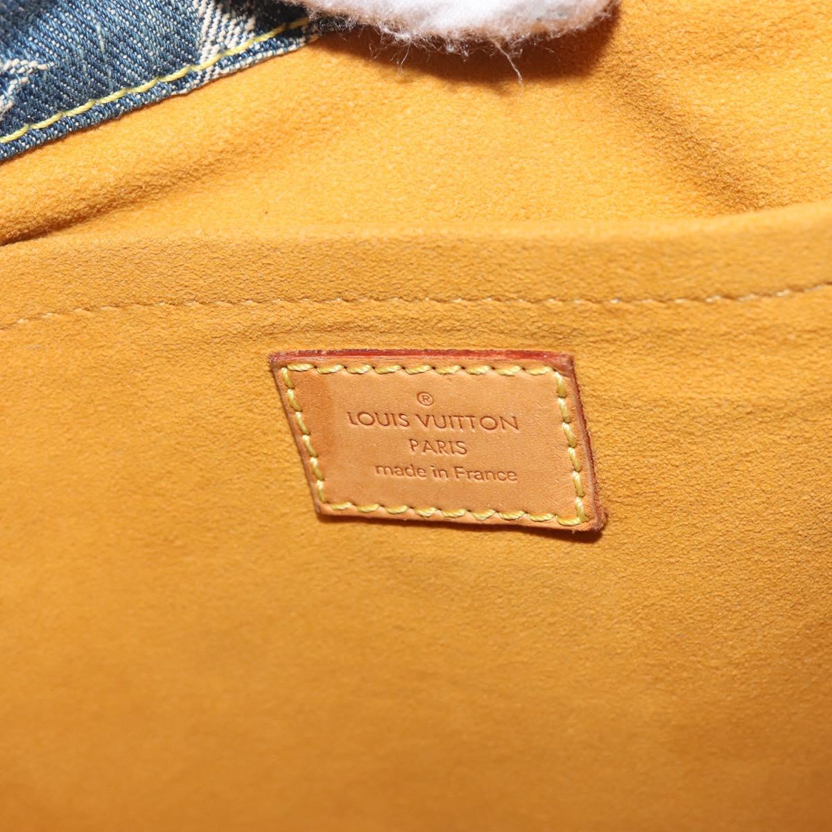 LOUIS VUITTON Monogram Denim Flat Shopper Tote Bag Blue M95018 LV Auth 144442