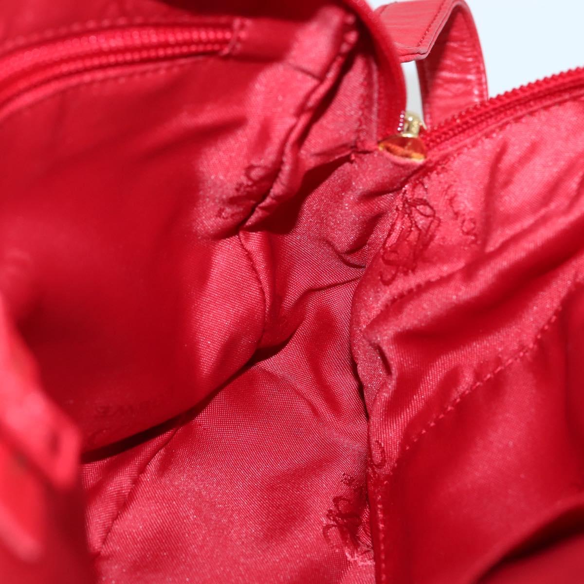 LOEWE Anagram Chain Shoulder Bag Leather Red Gold Auth 144443V