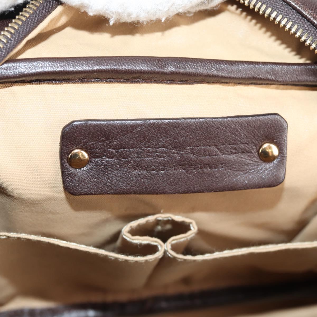 BOTTEGA VENETA INTRECCIATO Hand Bag Leather Dark Brown Gold Auth 144444V