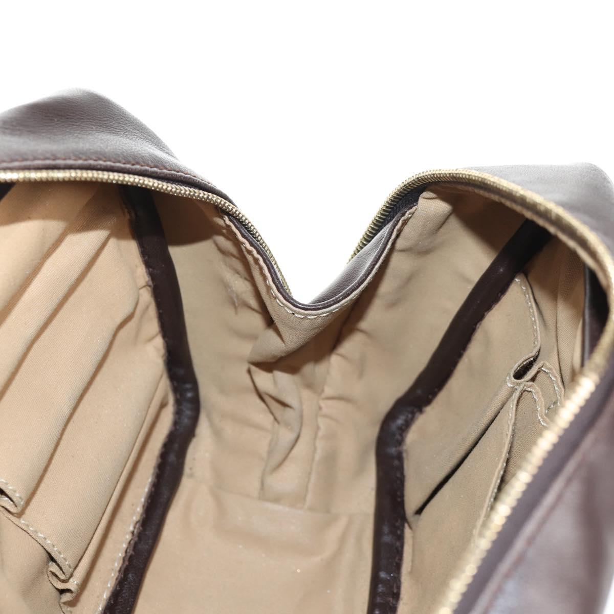 BOTTEGA VENETA INTRECCIATO Hand Bag Leather Dark Brown Gold Auth 144444V