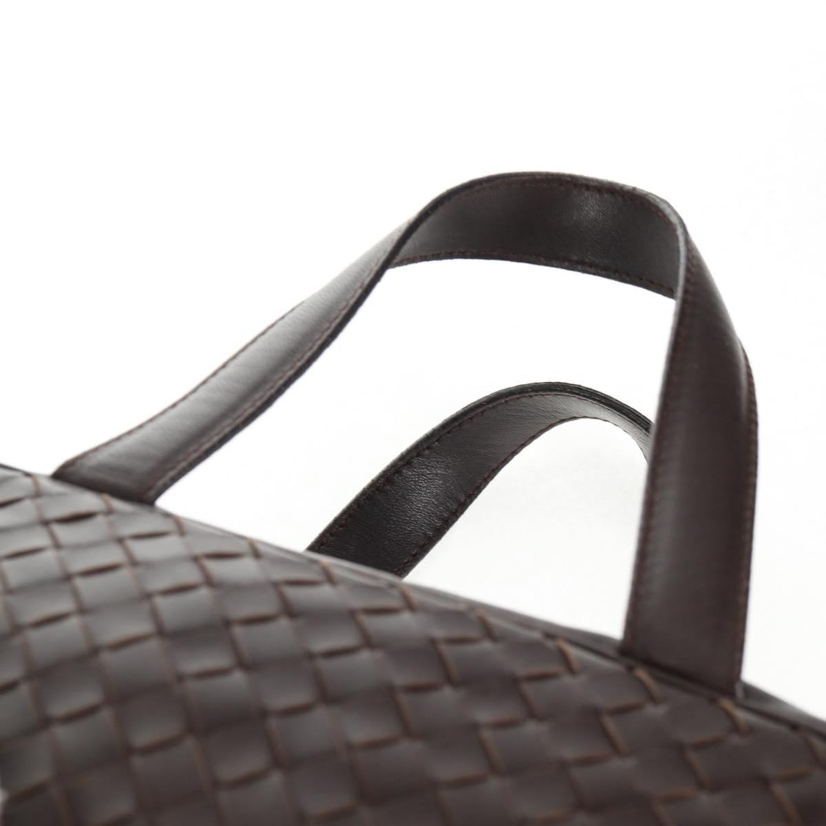 BOTTEGA VENETA INTRECCIATO Hand Bag Leather Dark Brown Gold Auth 144444V