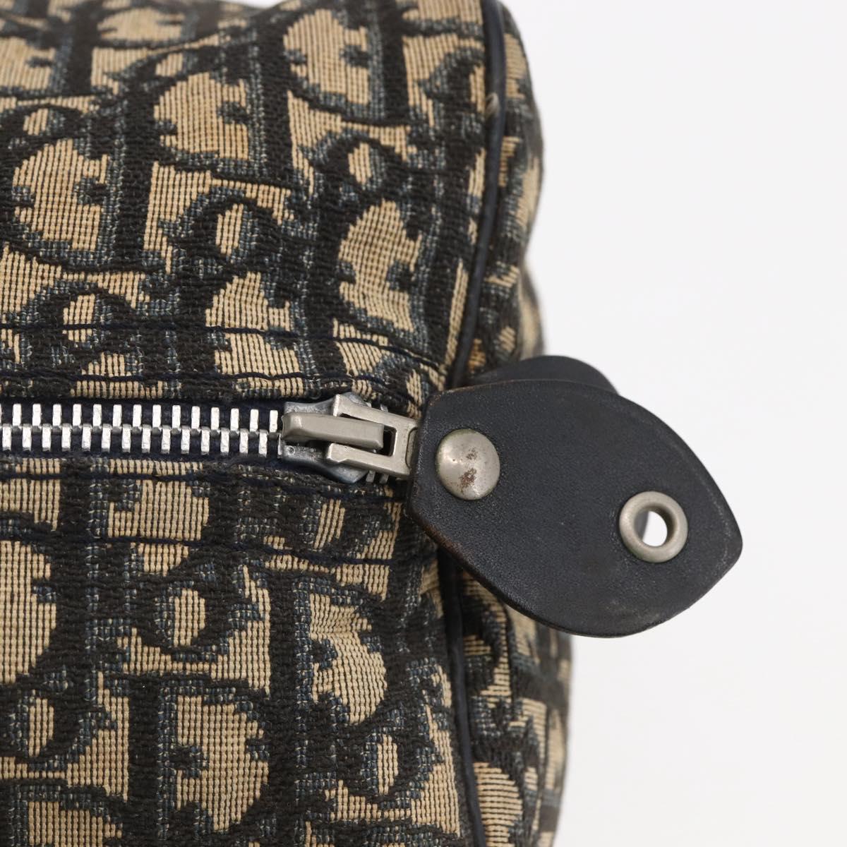 Christian Dior Trotter Canvas Hand Bag Navy Silver Auth 144464