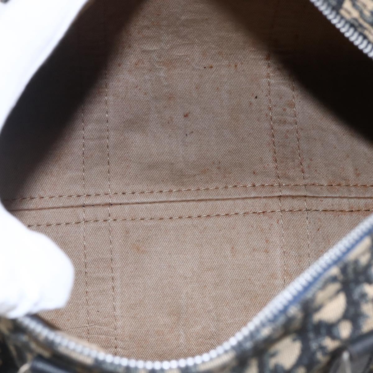 Christian Dior Trotter Canvas Hand Bag Navy Silver Auth 144464