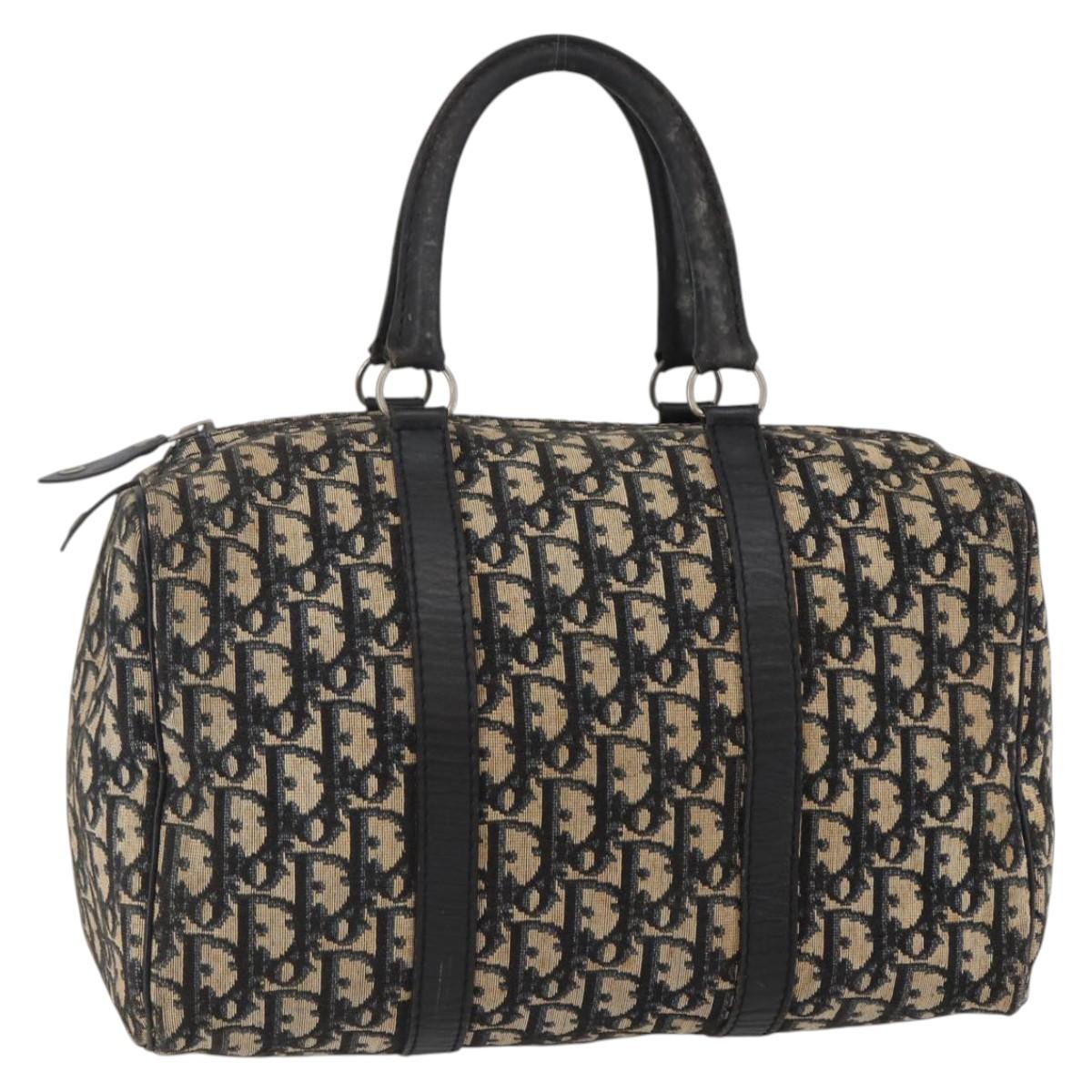 Christian Dior Trotter Canvas Hand Bag Navy Silver Auth 144464