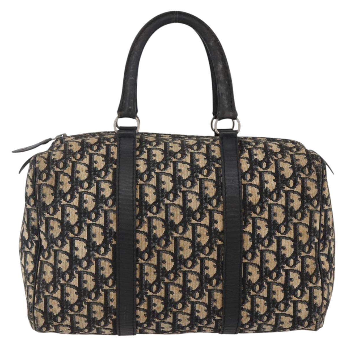 Christian Dior Trotter Canvas Hand Bag Navy Silver Auth 144464