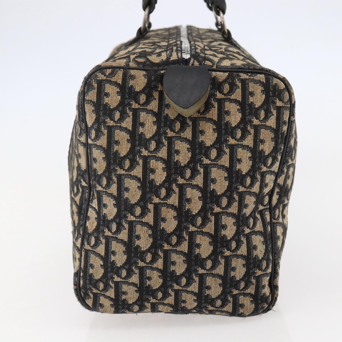 Christian Dior Trotter Canvas Hand Bag Navy Silver Auth 144464