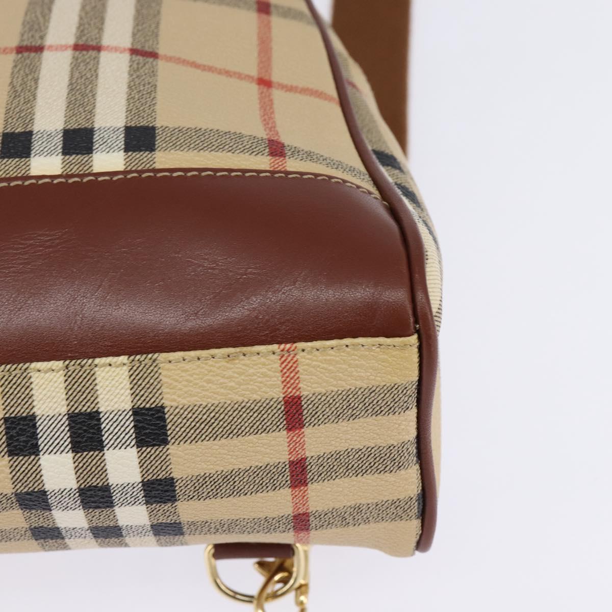BURBERRY Nova Check Backpack PVC Beige Gold Auth 144466