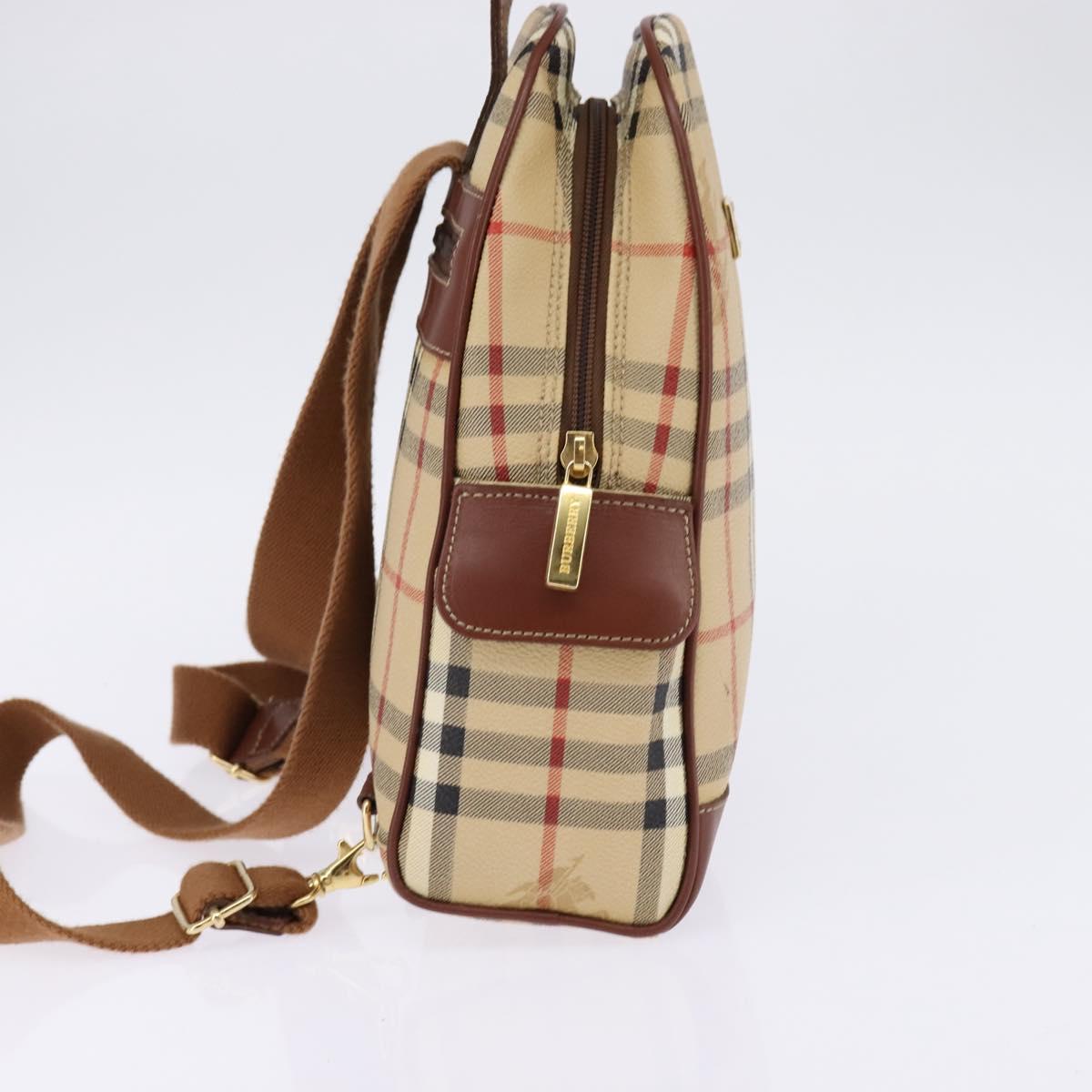 BURBERRY Nova Check Backpack PVC Beige Gold Auth 144466