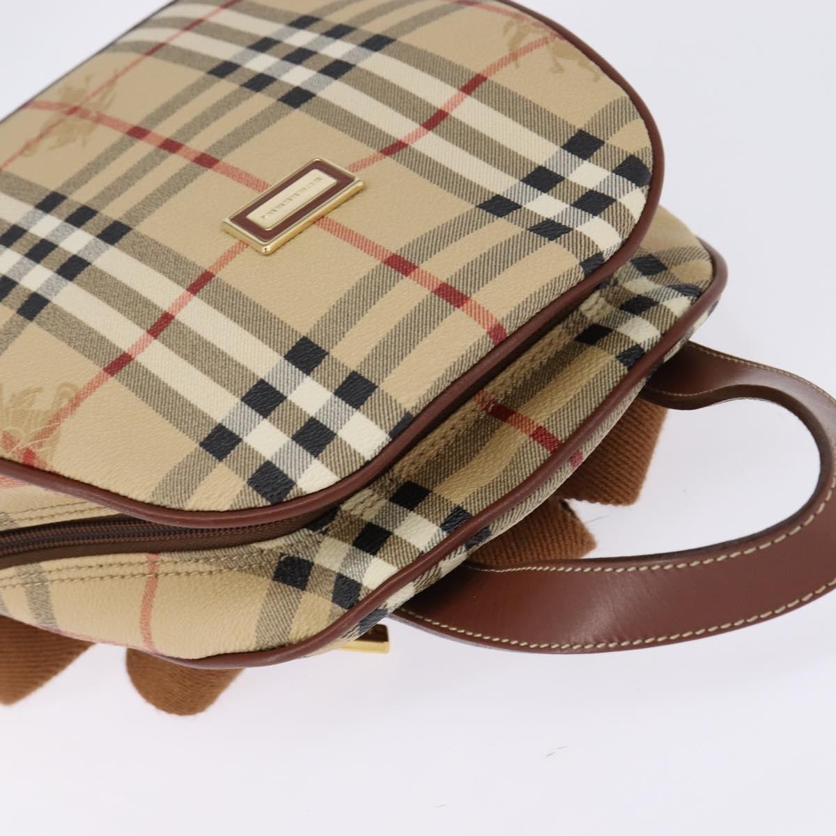 BURBERRY Nova Check Backpack PVC Beige Gold Auth 144466