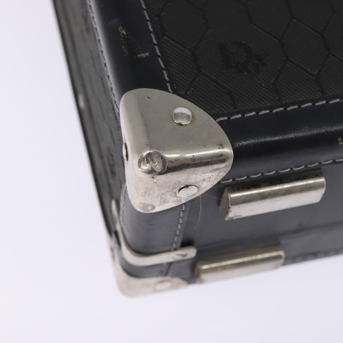 Christian Dior Honeycomb Canvas Attache case Trunk Black Auth 144467