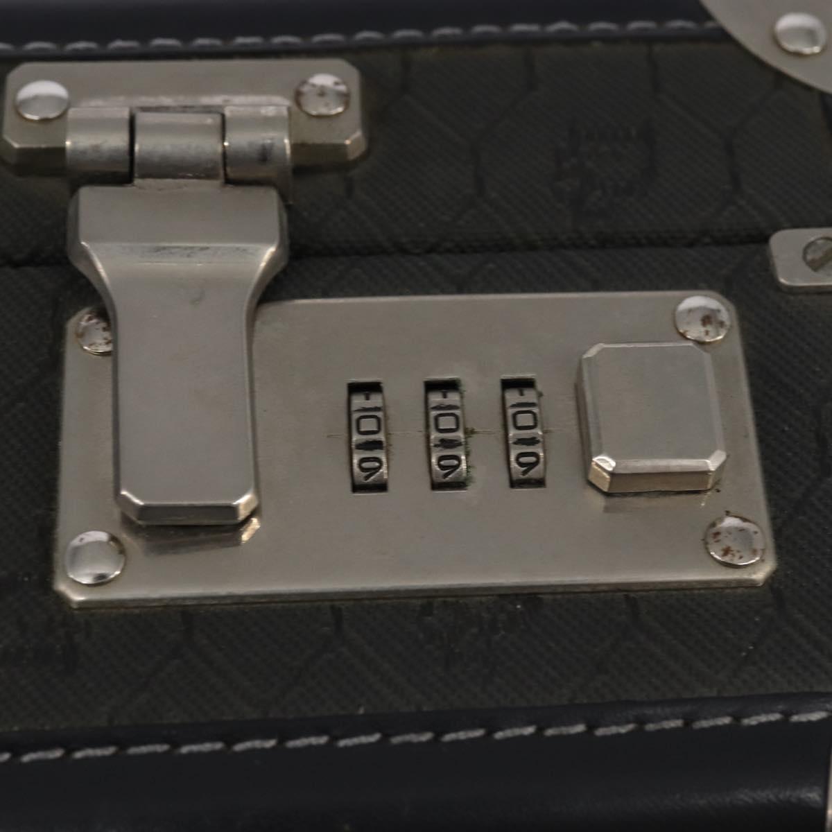 Christian Dior Honeycomb Canvas Attache case Trunk Black Auth 144467