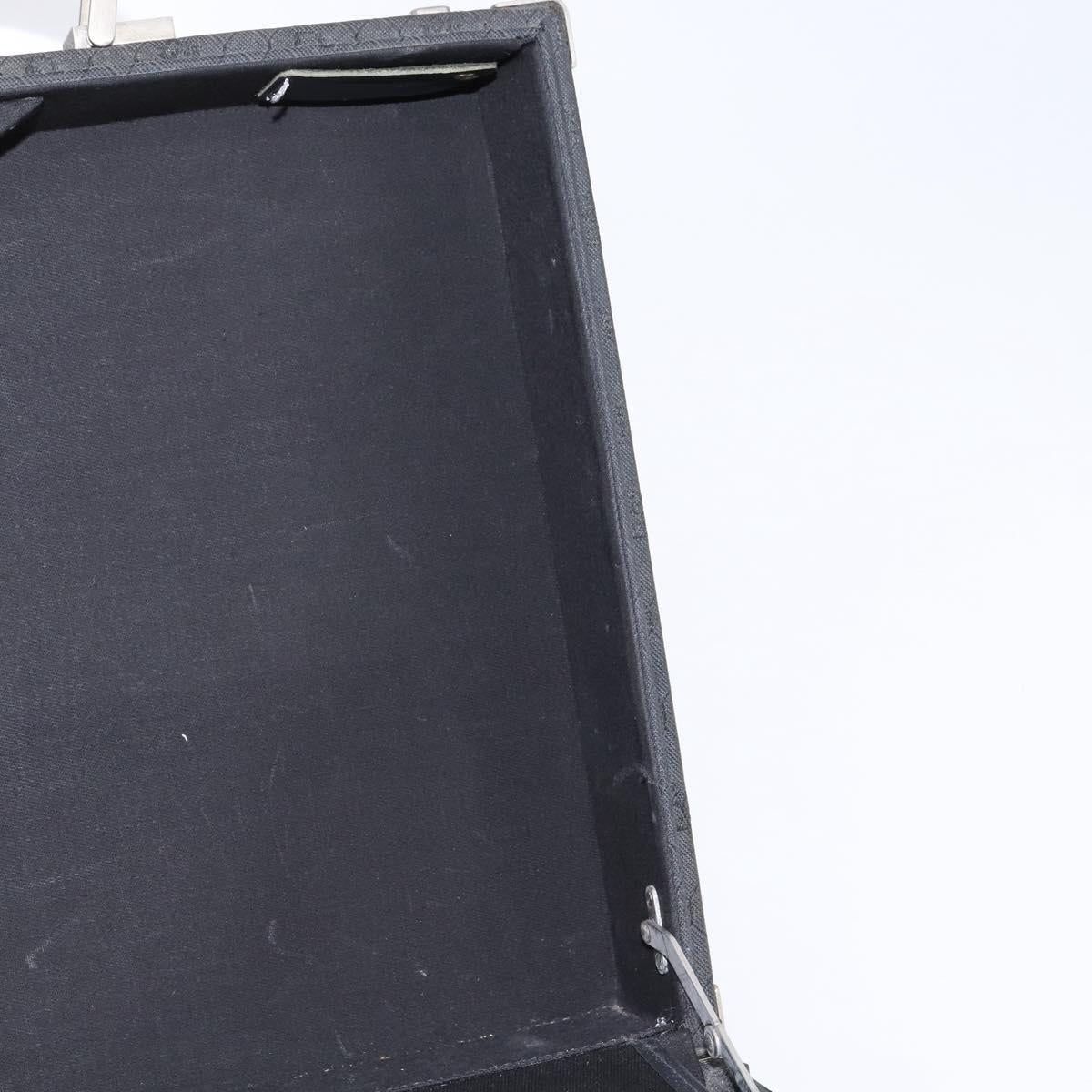 Christian Dior Honeycomb Canvas Attache case Trunk Black Auth 144467