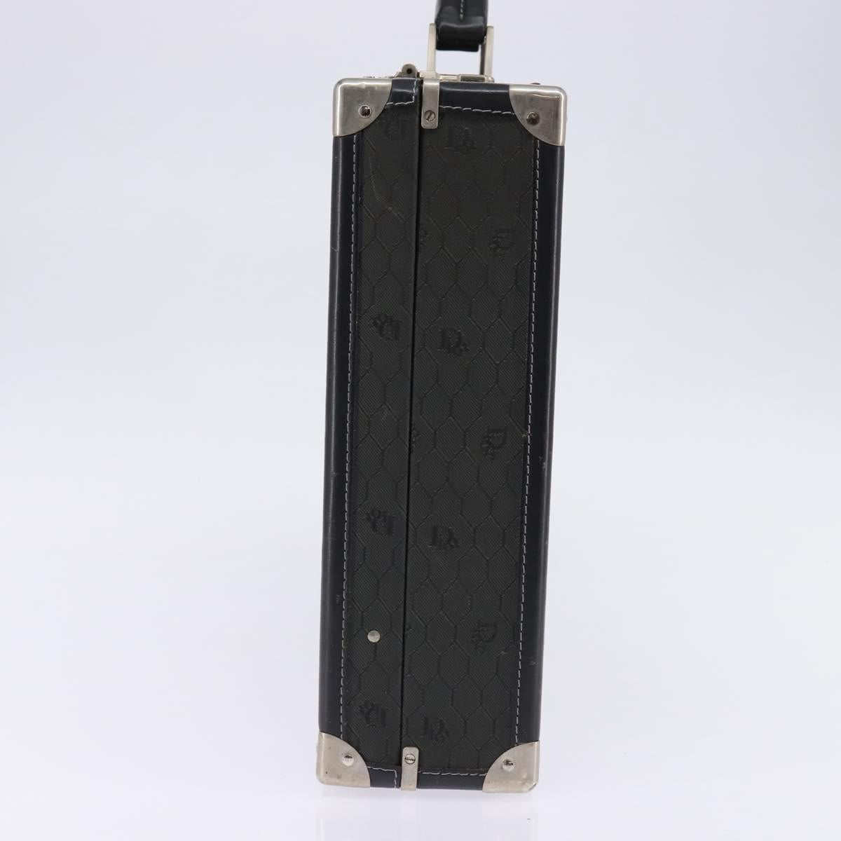 Christian Dior Honeycomb Canvas Attache case Trunk Black Auth 144467