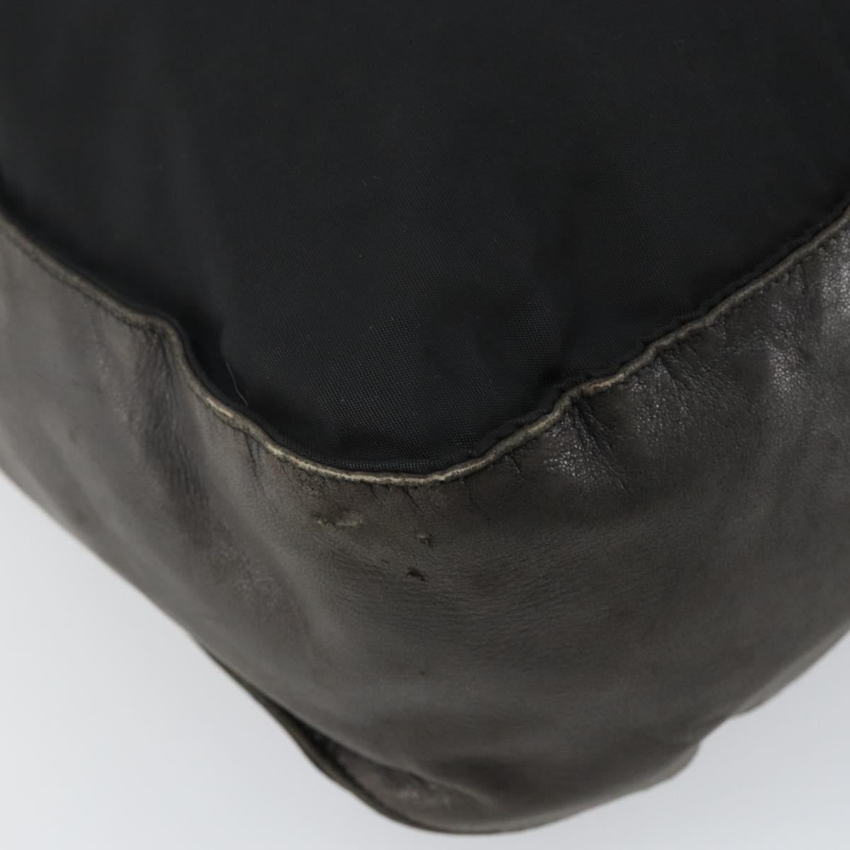 PRADA Shoulder Bag Nylon Black Silver Auth 144476