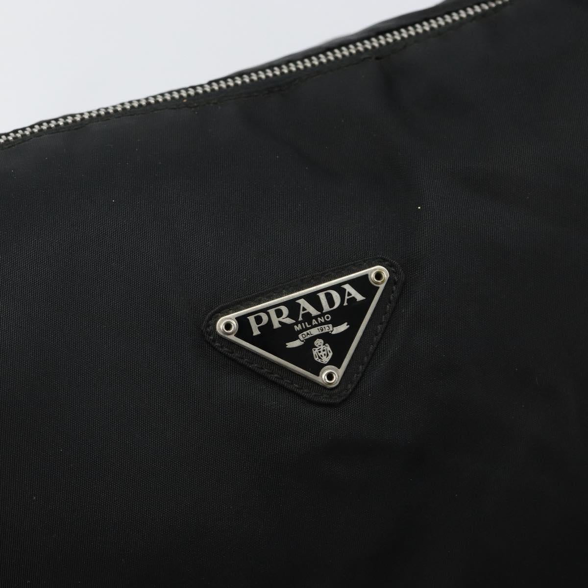 PRADA Shoulder Bag Nylon Black Silver Auth 144476