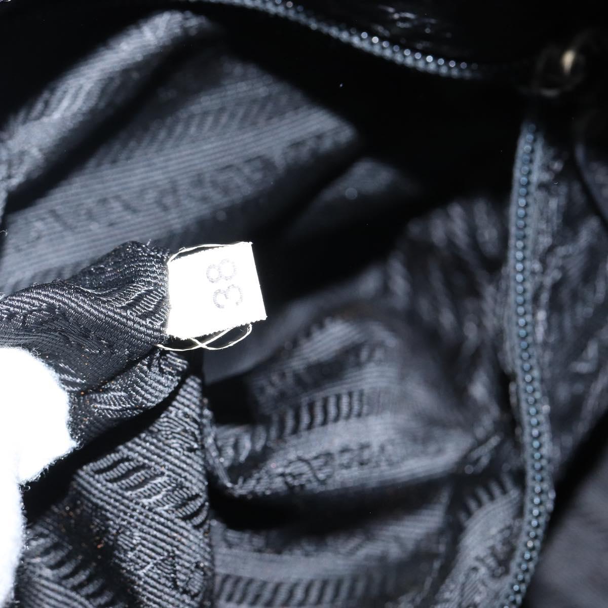 PRADA Shoulder Bag Nylon Black Silver Auth 144476