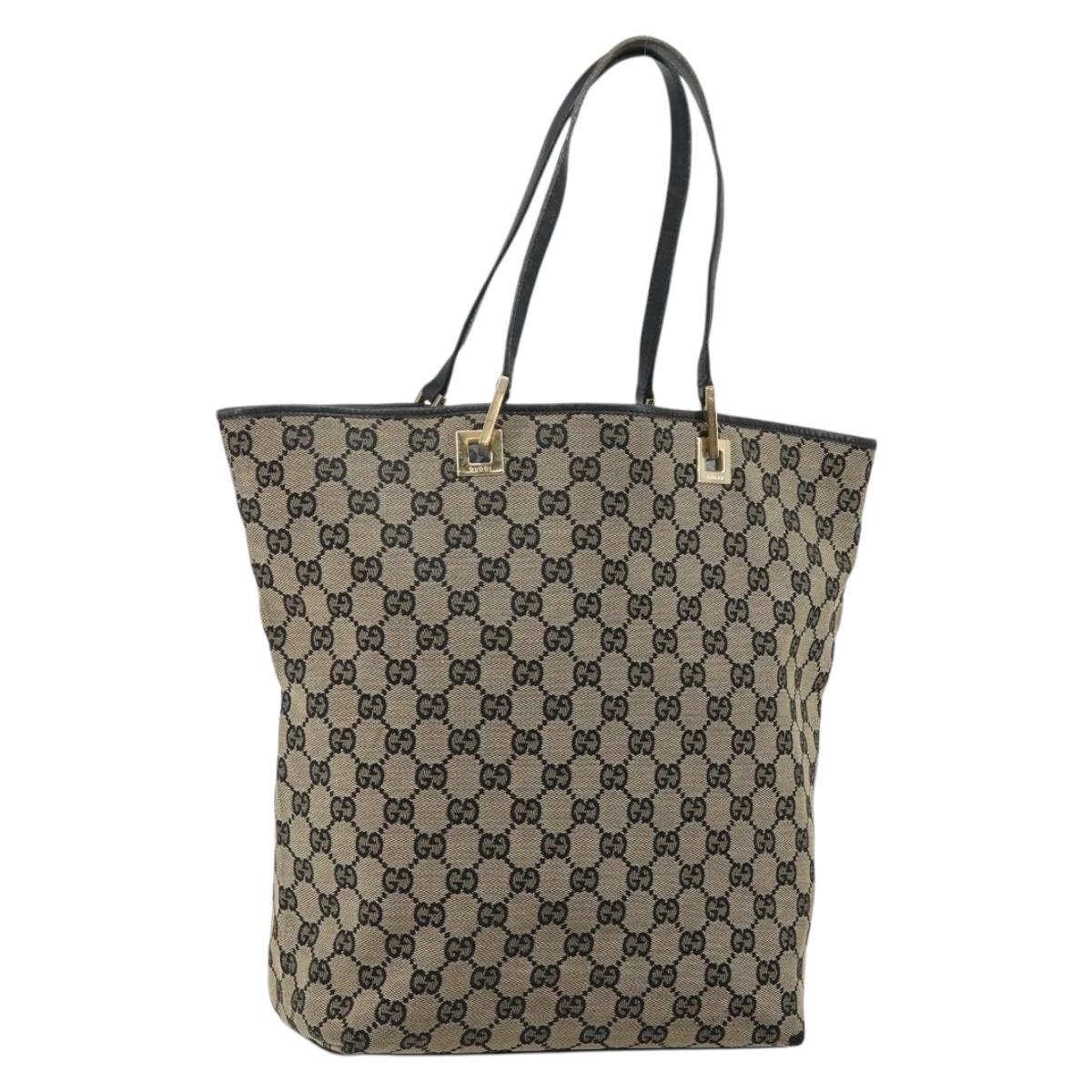 GUCCI GG Canvas Tote Bag Black Gold 002 1098 Auth 144478