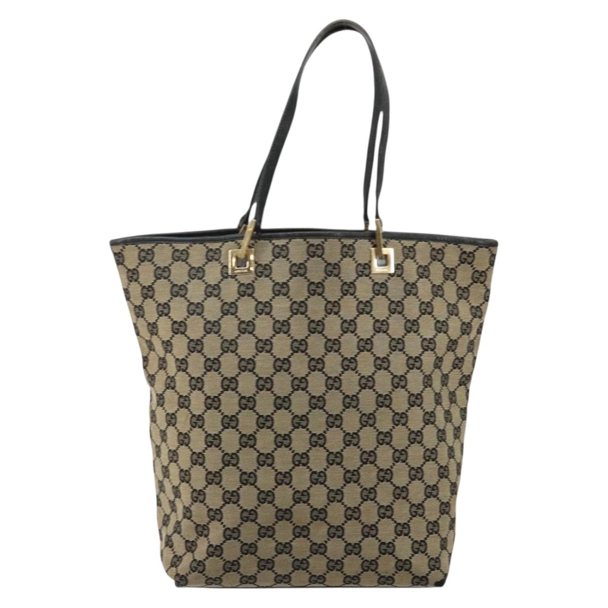 GUCCI GG Canvas Tote Bag Black Gold 002 1098 Auth 144478