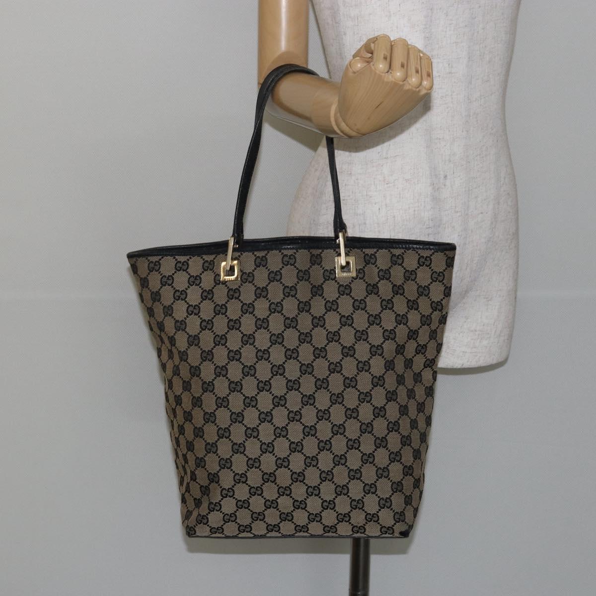 GUCCI GG Canvas Tote Bag Black Gold 002 1098 Auth 144478