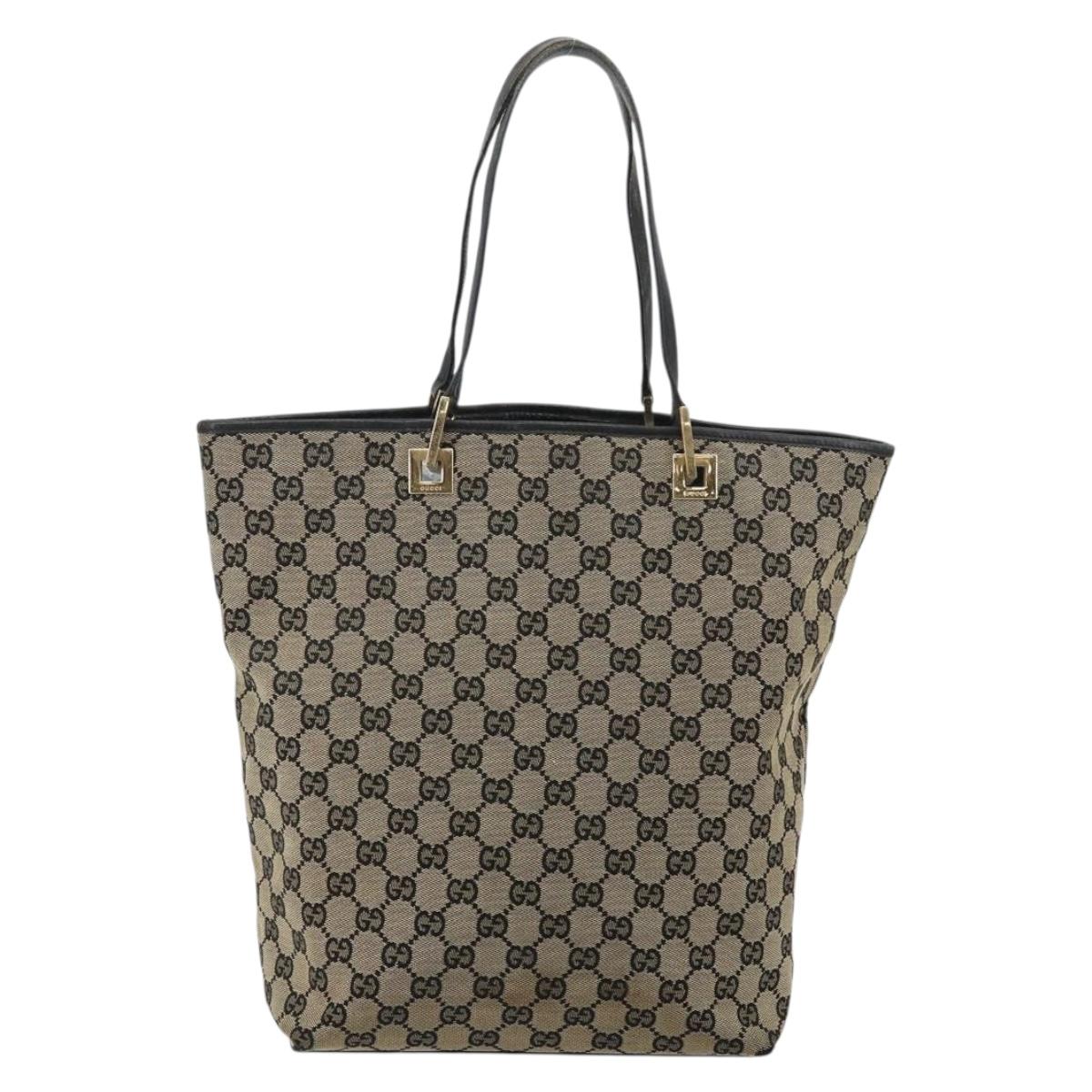 GUCCI GG Canvas Tote Bag Black Gold 002 1098 Auth 144478
