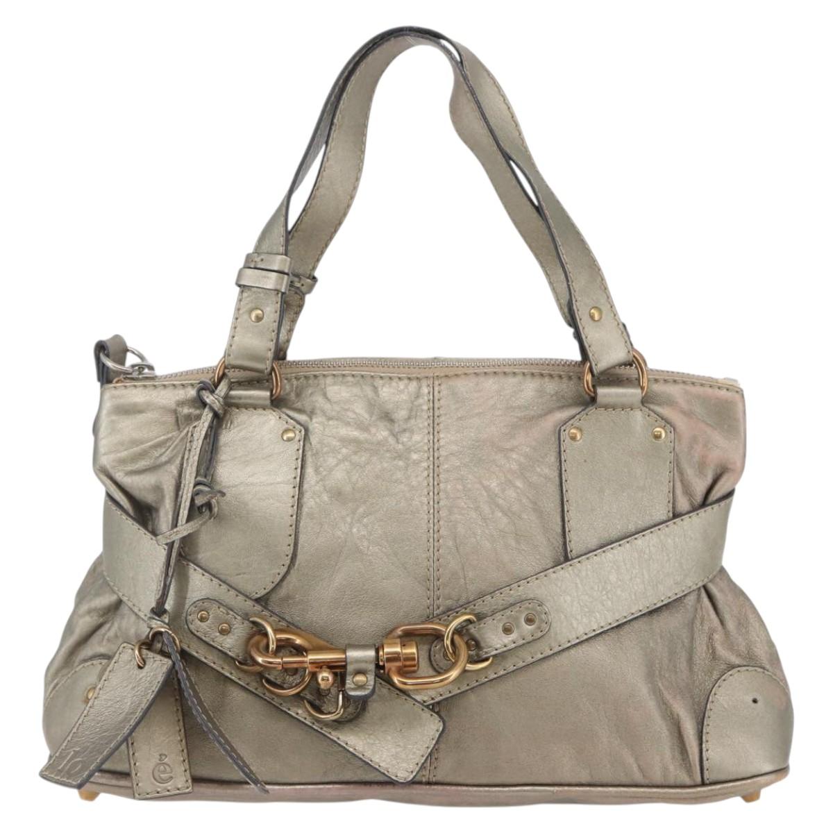 Chloe Kerala Hand Bag Leather Champagne Gold Auth 144479