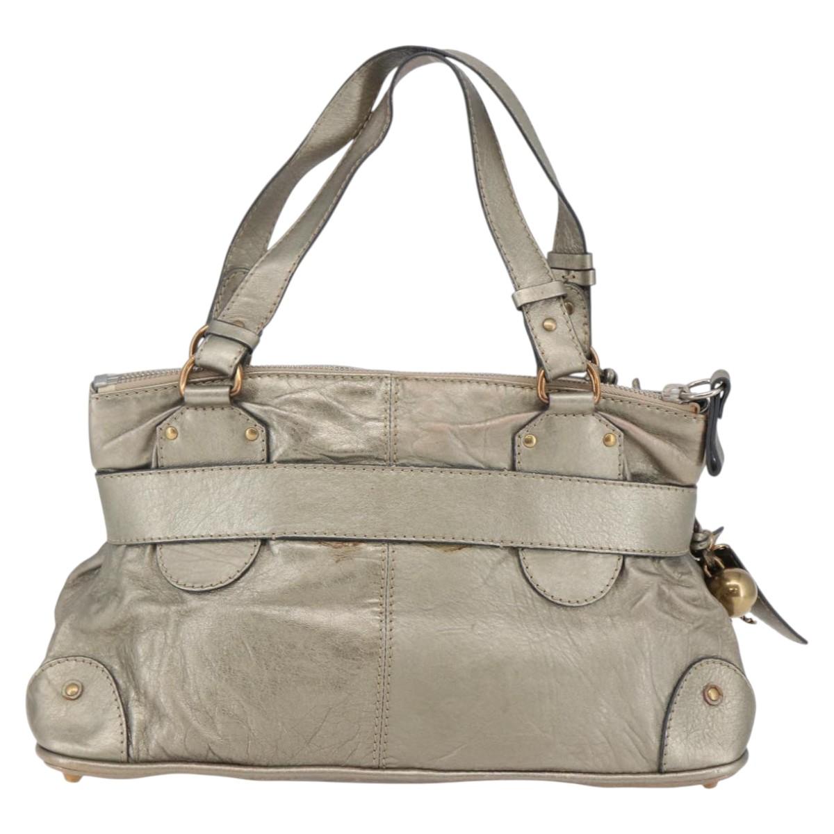 Chloe Kerala Hand Bag Leather Champagne Gold Auth 144479