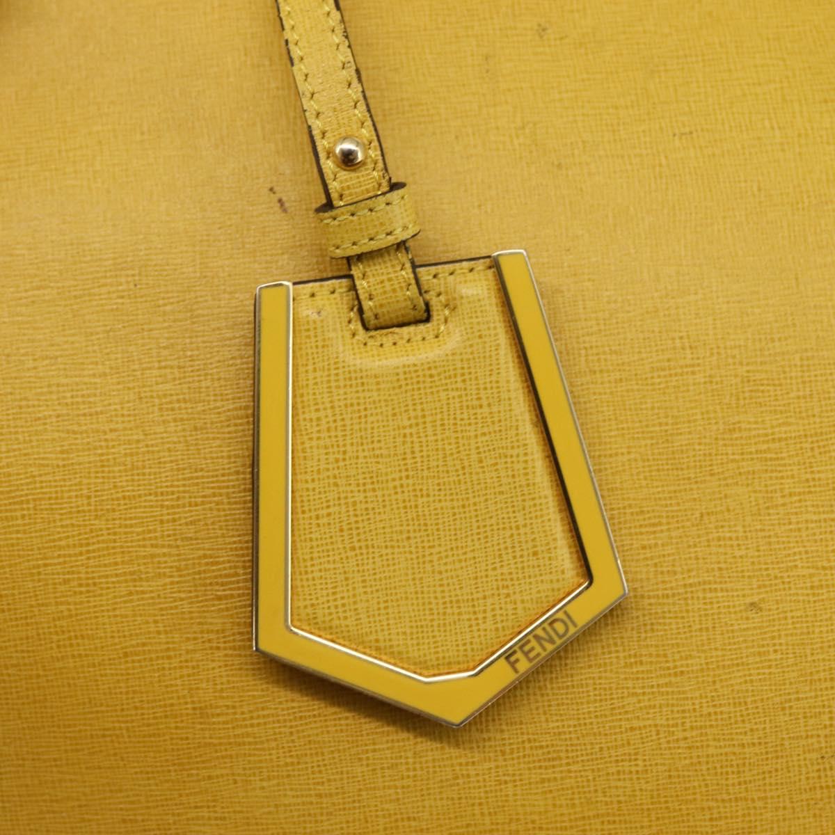 FENDI Hand Bag Leather Yellow Gold Auth 144480