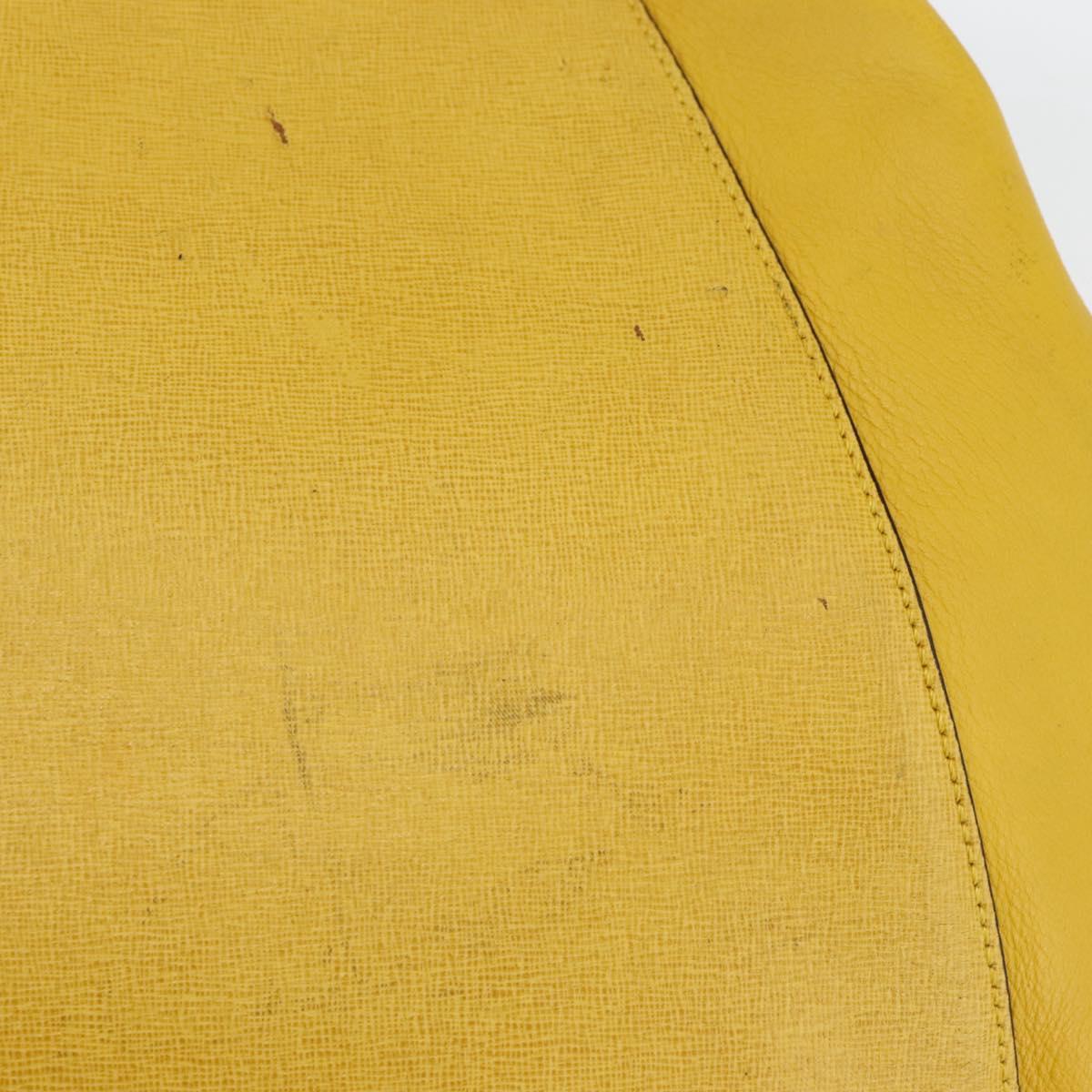 FENDI Hand Bag Leather Yellow Gold Auth 144480